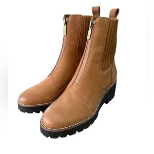 Blondo Dixie Waterproof Cognac Nubuck Front Zip Booties – 9M